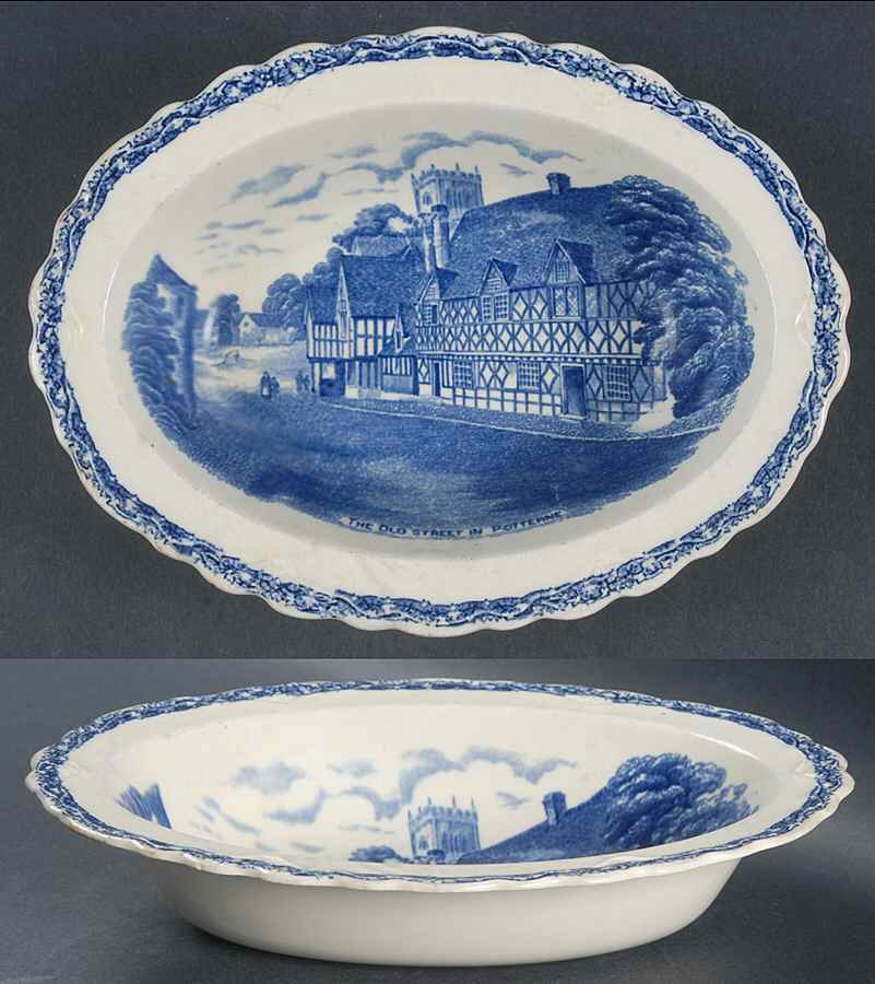 Country Side (Blue) 9" Oval Vegetable Bowl by Old Hall-1