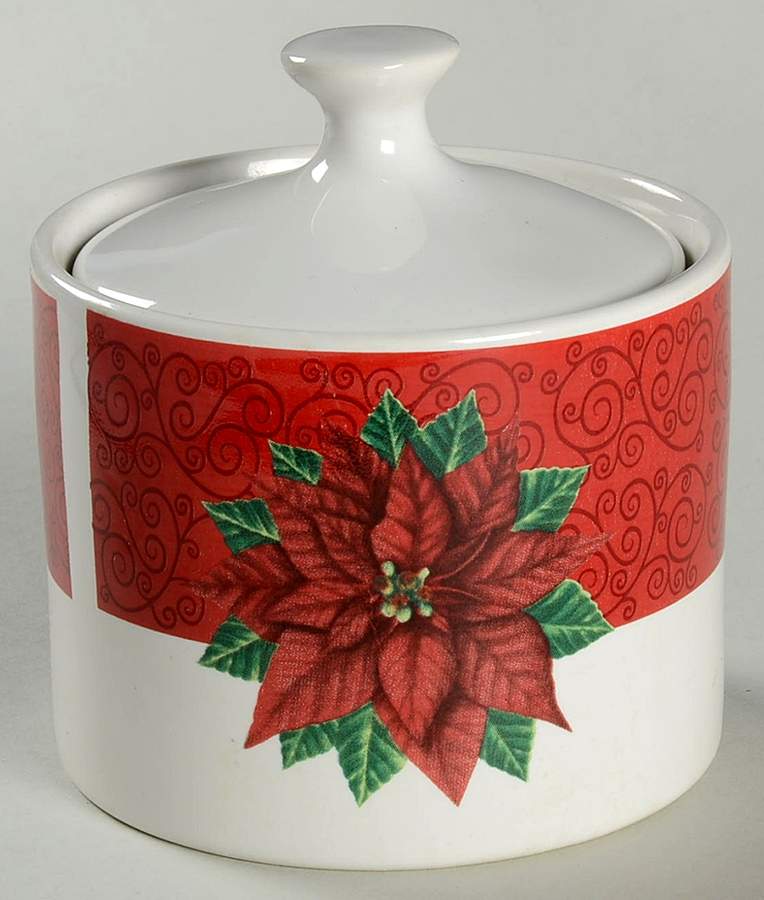 Poinsettia Sugar Bowl & Lid by Oneida-1