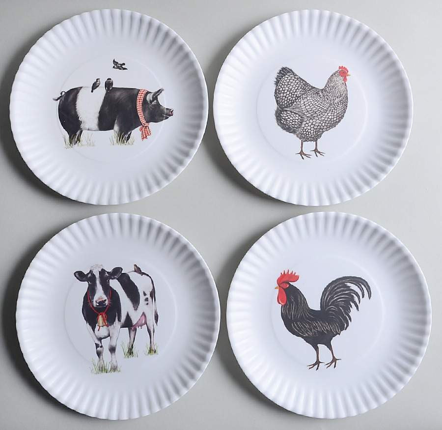 Melamine Dinnerware Luncheon Plate - Set of 4 Motifs by One Hundred 80 Degrees-1