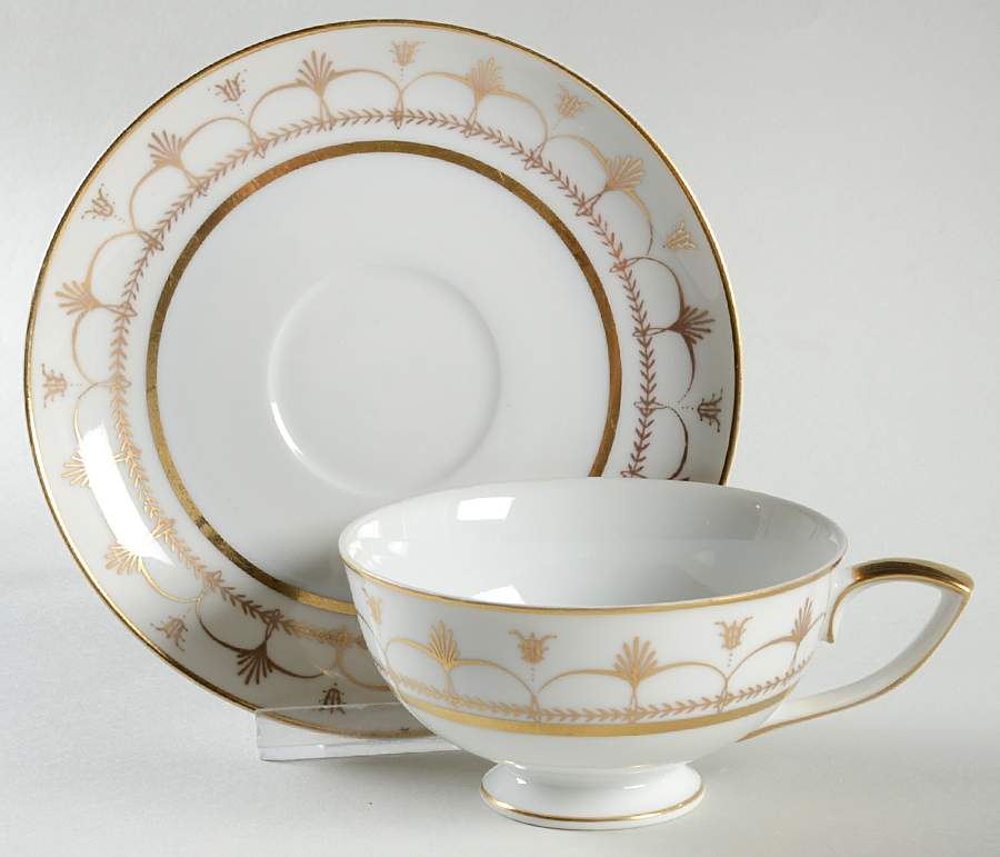 Crescent Footed Cup & Saucer Set by Palazzo (Japan)-1