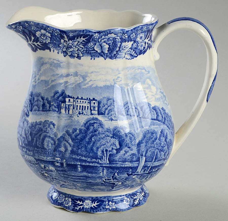Thames River Scenes Blue 32 Oz Pitcher by Palissy-1