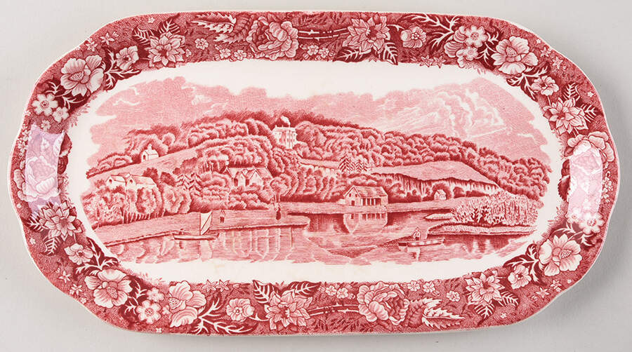Thames River Scenes Pink Celery by Palissy-1