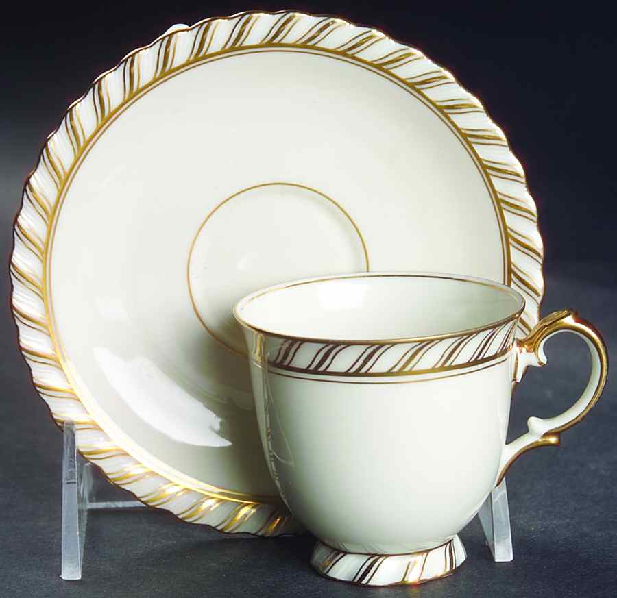 Jewel Footed Demitasse Cup & Saucer Set by Princess (Bavaria, Czech)-1