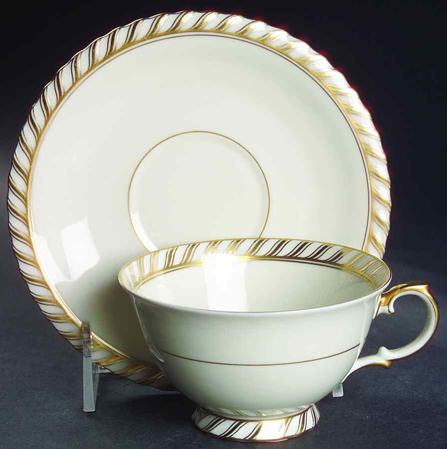 Jewel Footed Cup & Saucer Set by Princess (Bavaria, Czech)-1