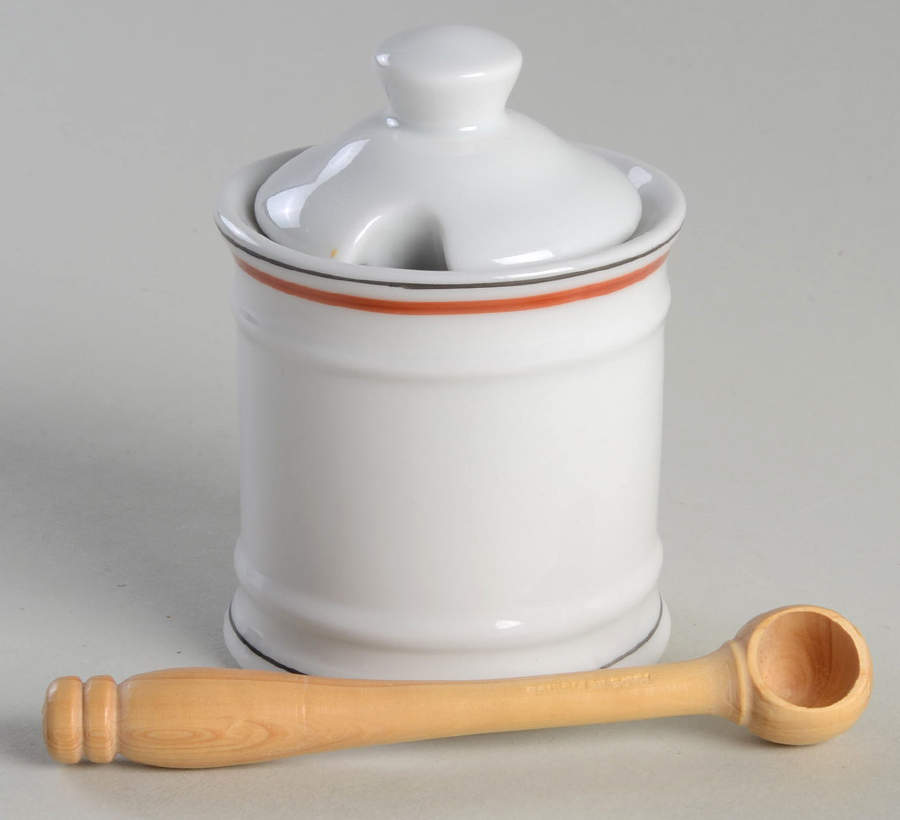Bistrot Rust Orange Mustard Jar & Lid by Porcelaine d'Auteuil-1