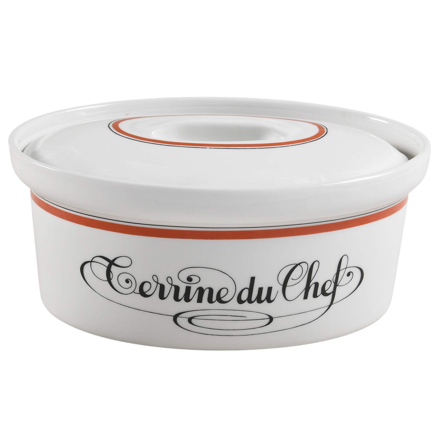 Bistrot Rust Orange 1.5 Quart Oval Covered Casserole by Porcelaine d'Auteuil-1