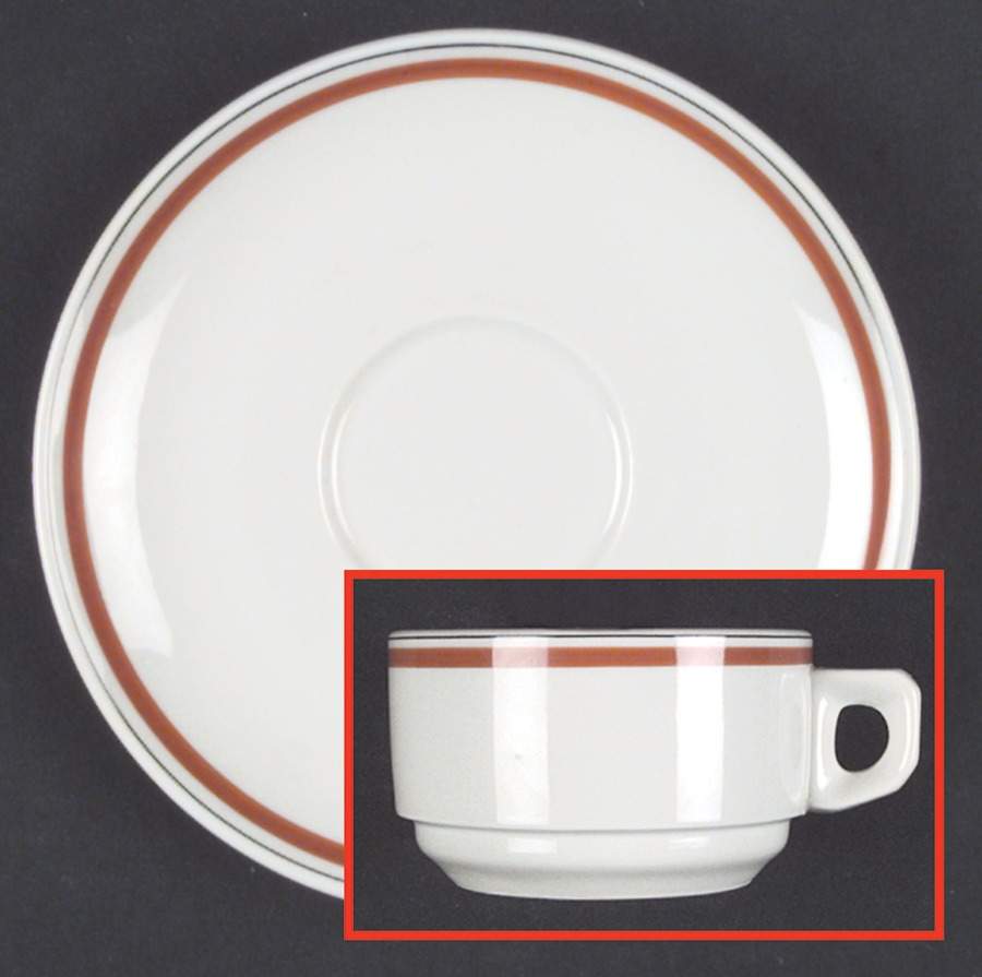 Bistrot Rust Orange Flat Cup & Saucer Set by Porcelaine d'Auteuil-1