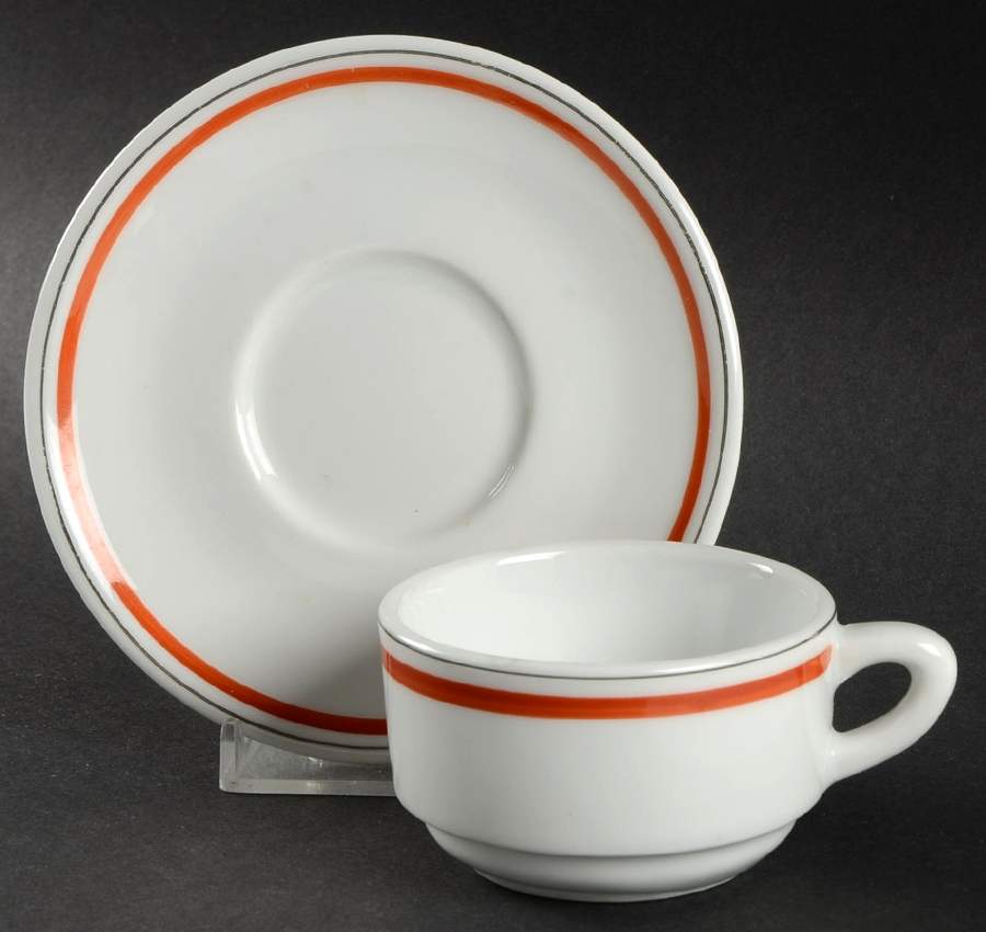 Bistrot Rust Orange Espresso Cup and Saucer Set by Porcelaine d'Auteuil-1