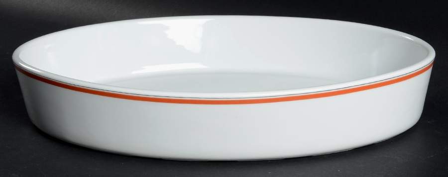 Bistrot Rust Orange 14" Oval Baker by Porcelaine d'Auteuil-1
