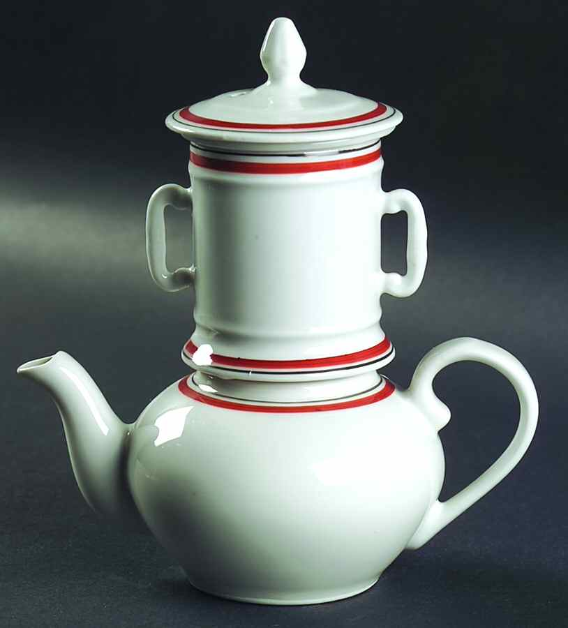 Bistrot Rust Orange 4 Piece Coffee Biggin, Pot, Drip & Lid by Porcelaine d'Auteuil-1