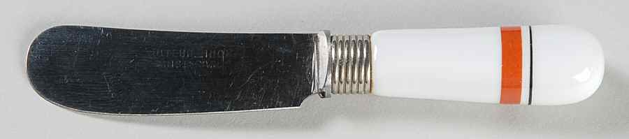 Bistrot Rust Orange Hollow Handle Butter Spreader by Porcelaine d'Auteuil-1