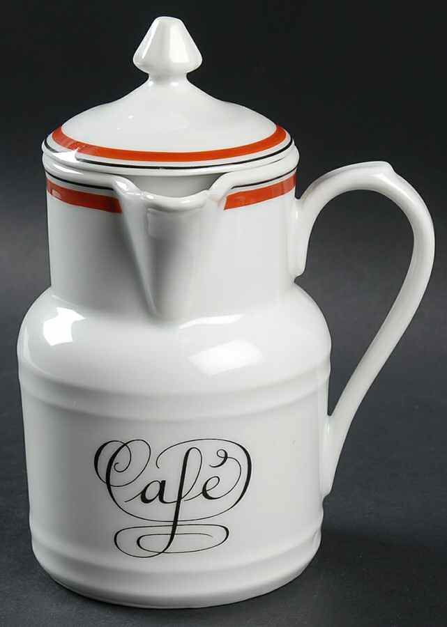 Bistrot Rust Orange 18 Oz Coffee Jug & Lid by Porcelaine d'Auteuil-1