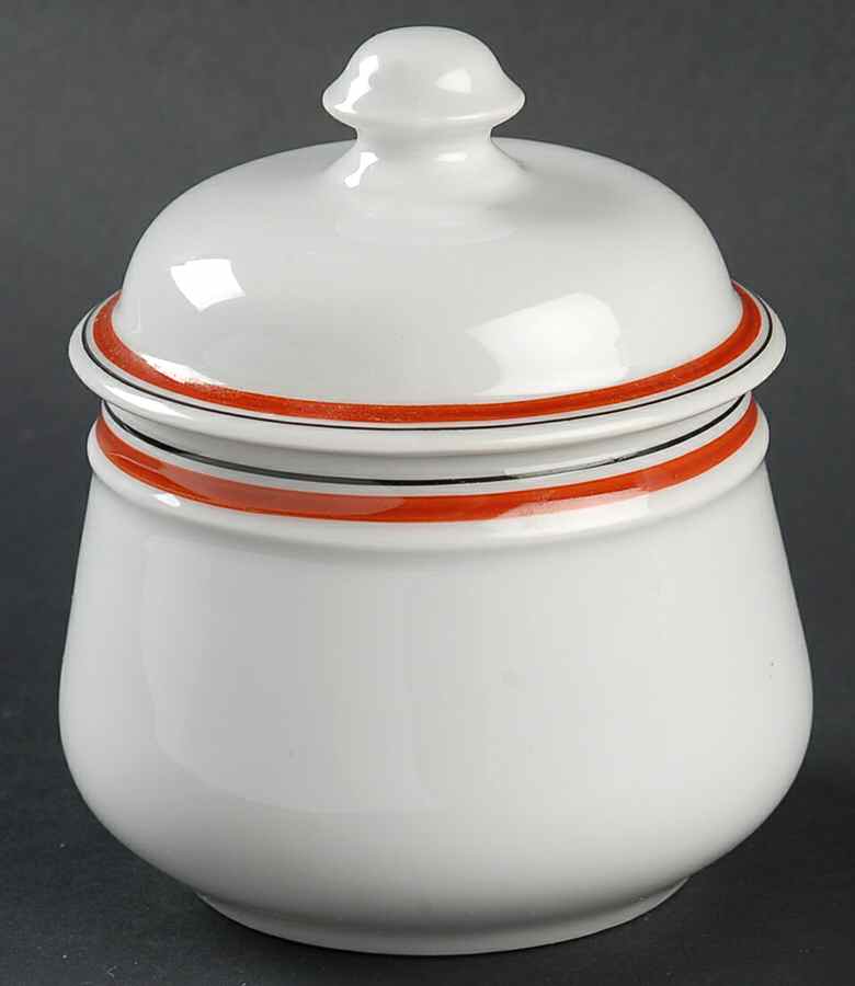 Bistrot Rust Orange Sugar Bowl & Lid by Porcelaine d'Auteuil-1