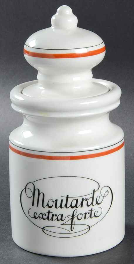 Bistrot Rust Orange Mustard Jar & Lid by Porcelaine d'Auteuil-1