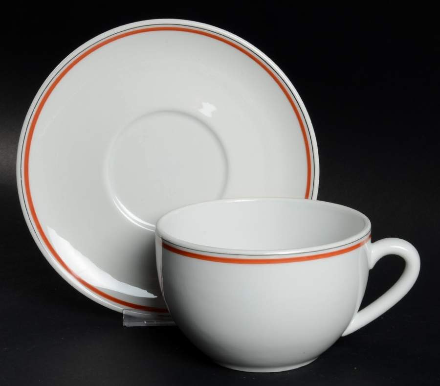 Bistrot Rust Orange Oversized Cup & Saucer Set by Porcelaine d'Auteuil-1