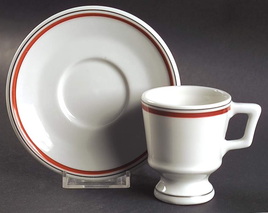 Bistrot Rust Orange Footed Demitasse Cup & Saucer Set by Porcelaine d'Auteuil-1