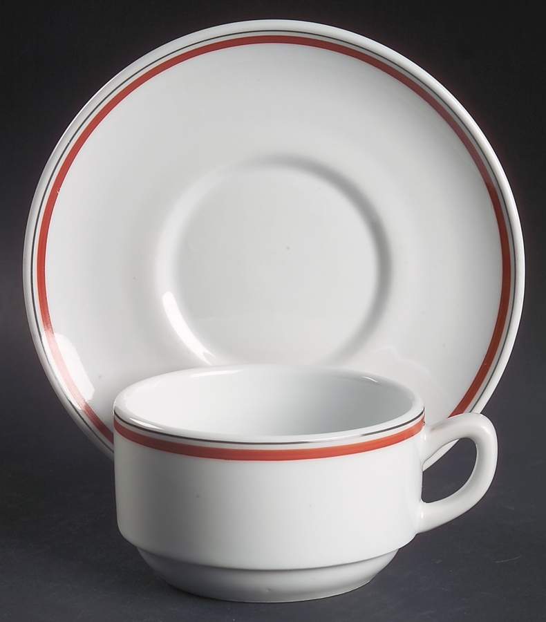 Bistrot Rust Orange Mocha Cup & Saucer Set by Porcelaine d'Auteuil-1