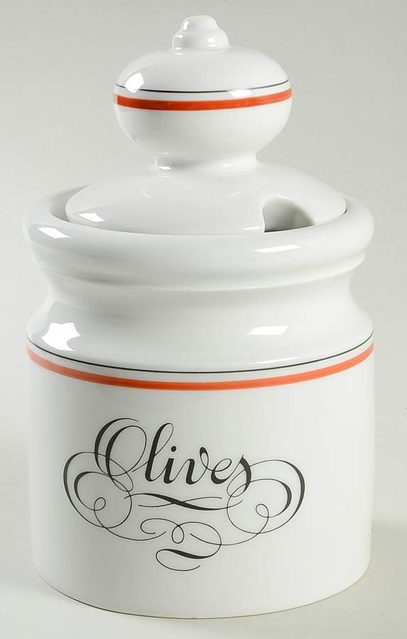 Bistrot Rust Orange Olive Jar & Lid by Porcelaine d'Auteuil-1