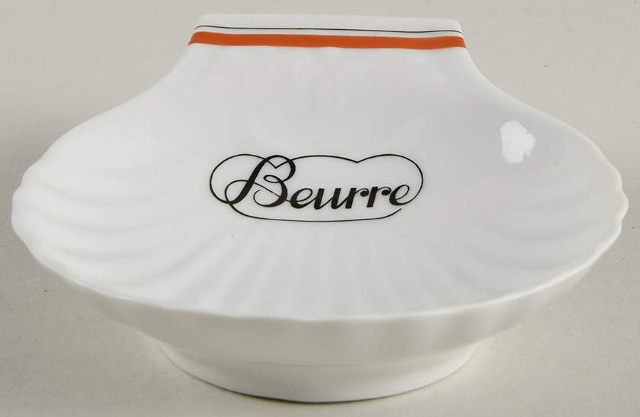 Bistrot Rust Orange Shell Shaped Butter Tray by Porcelaine d'Auteuil-1