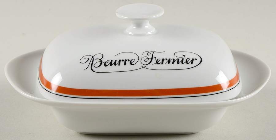 Bistrot Rust Orange Rectangular Covered Butter by Porcelaine d'Auteuil-1
