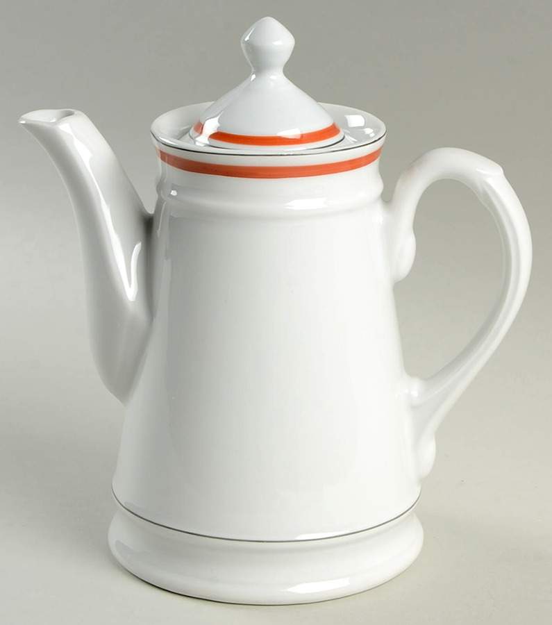 Bistrot Rust Orange Mini Coffee Pot & Lid by Porcelaine d'Auteuil-1