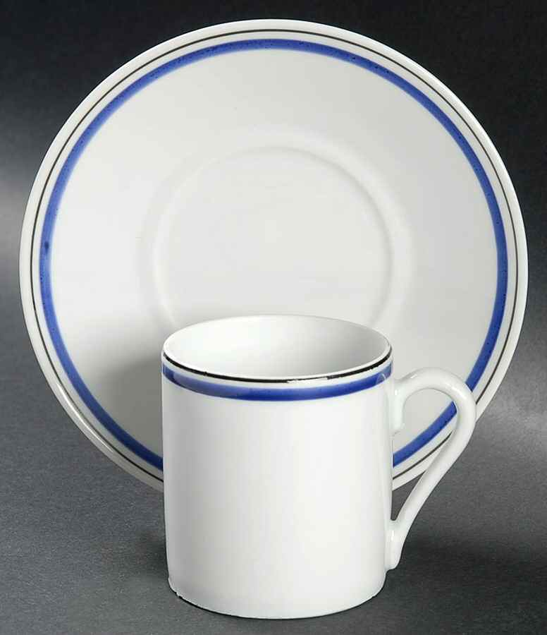 Marine Flat Demitasse Cup & Saucer Set by Porcelaine d'Auteuil-1
