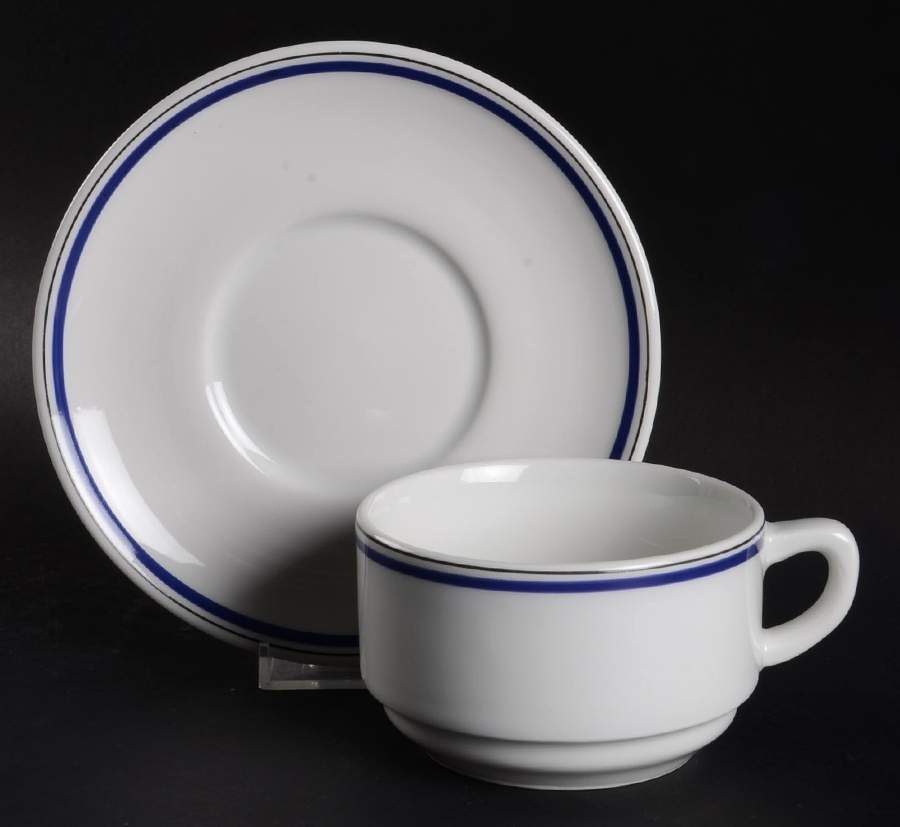 Marine Flat Cup & Saucer Set by Porcelaine d'Auteuil-1
