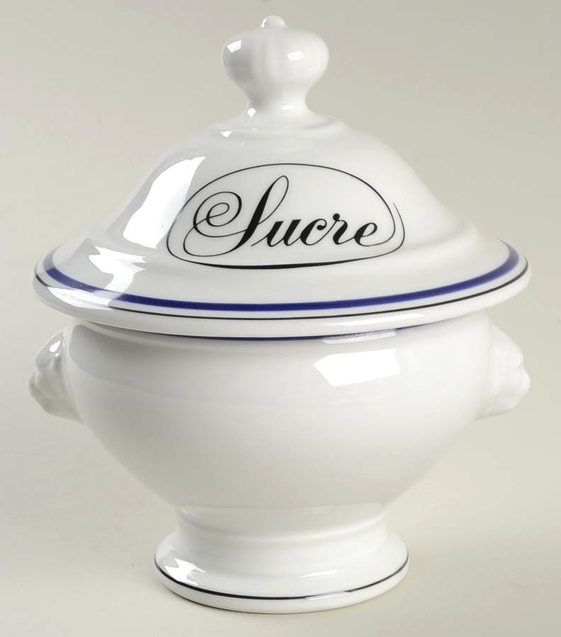 Marine Sugar Bowl & Lid by Porcelaine d'Auteuil-1