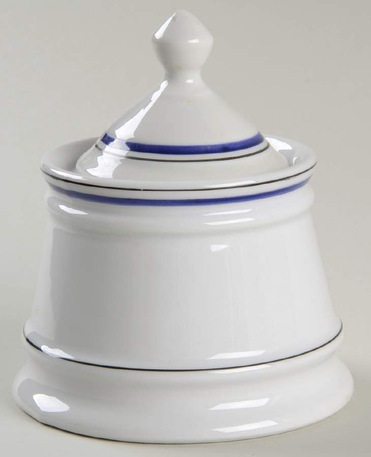 Marine Sugar Bowl & Lid by Porcelaine d'Auteuil-1