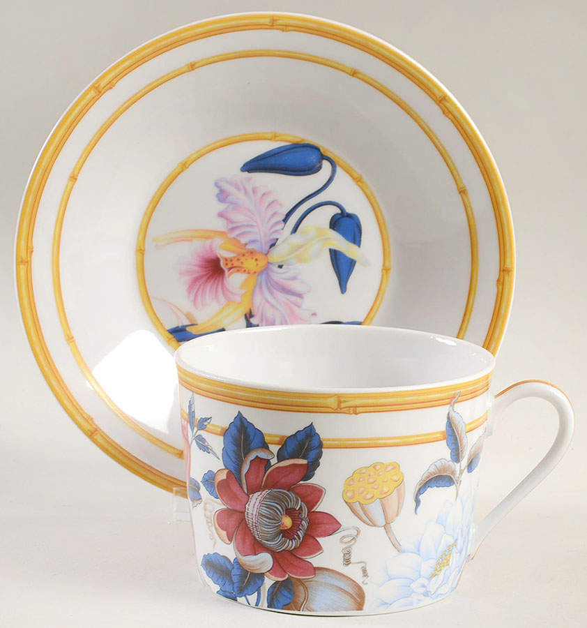 Aurore Tropicale Oversized Cup & Saucer Set by Porcelaine De Paris-1