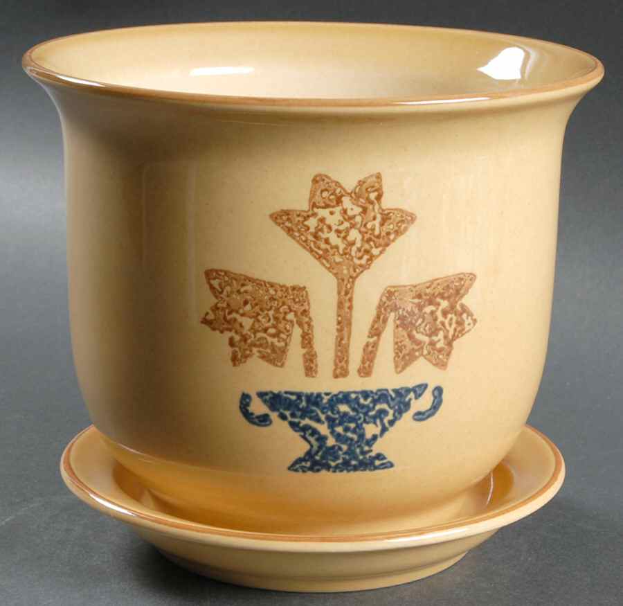 America (Discontinued 1989) 6" Flower Pot & Underplate by Pfaltzgraff-1