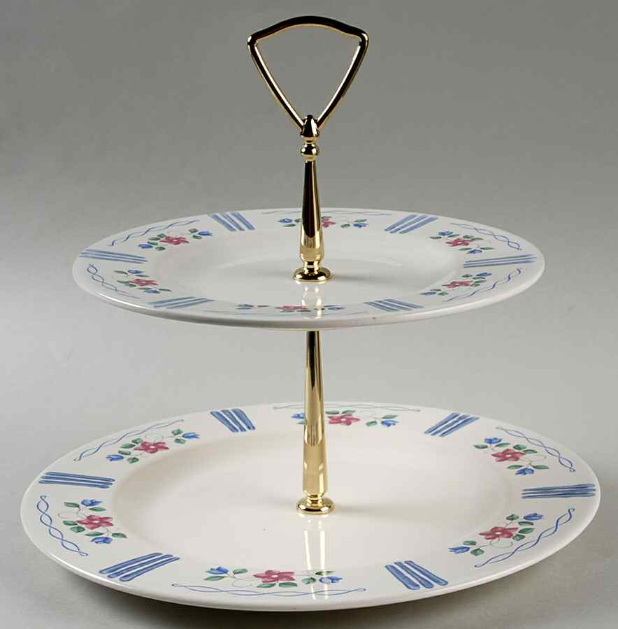 Bonnie Brae 2 Tiered Serving Tray (Dinner & Salad Plate) by Pfaltzgraff-1