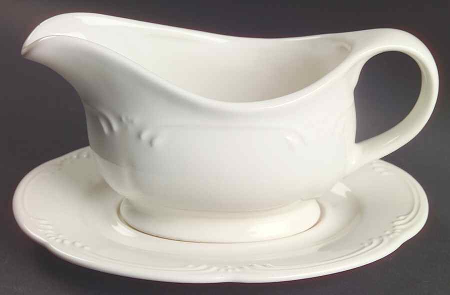 Filigree Gravy Boat & Underplate by Pfaltzgraff-1