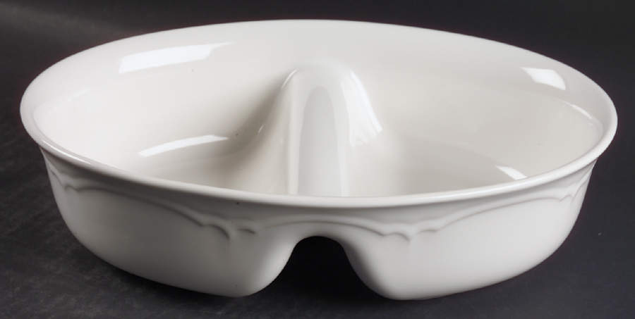 Gazebo White 10" Oval Divided Vegetable Bowl by Pfaltzgraff-1