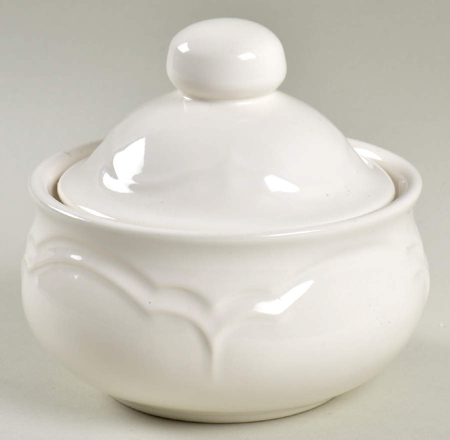 Gazebo White Sugar Bowl & Lid by Pfaltzgraff-1