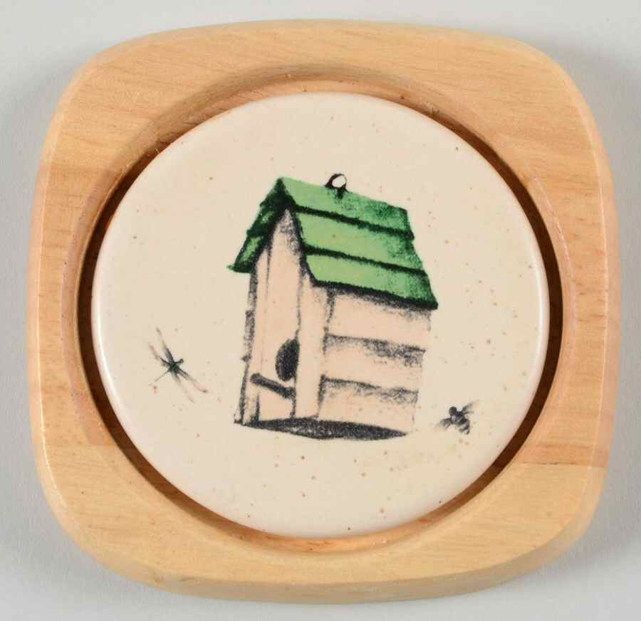 Naturewood Ceramic Center Wood Frame Coaster by Pfaltzgraff-1