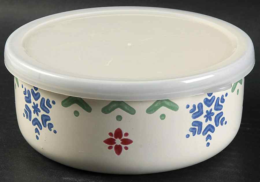 Nordic Christmas Bowl-Metal 5 7/8"  with Plastic Lid by Pfaltzgraff-1