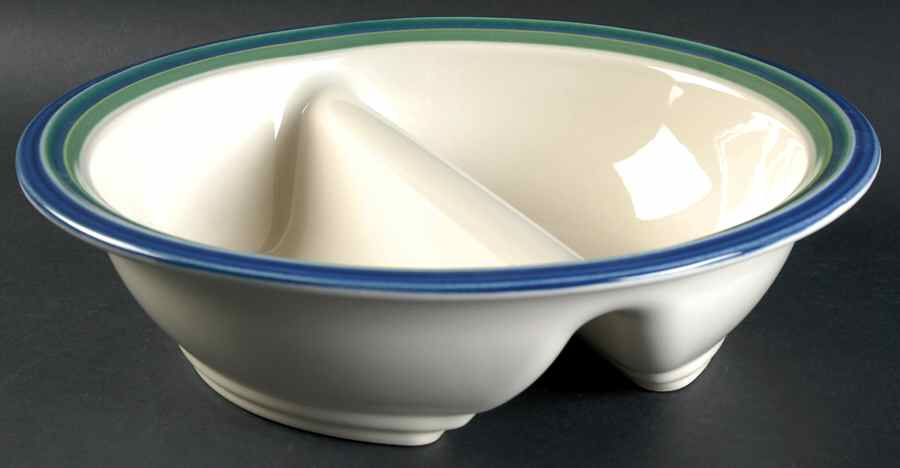 Ocean Breeze 11" Round Divided Vegetable Bowl by Pfaltzgraff-1