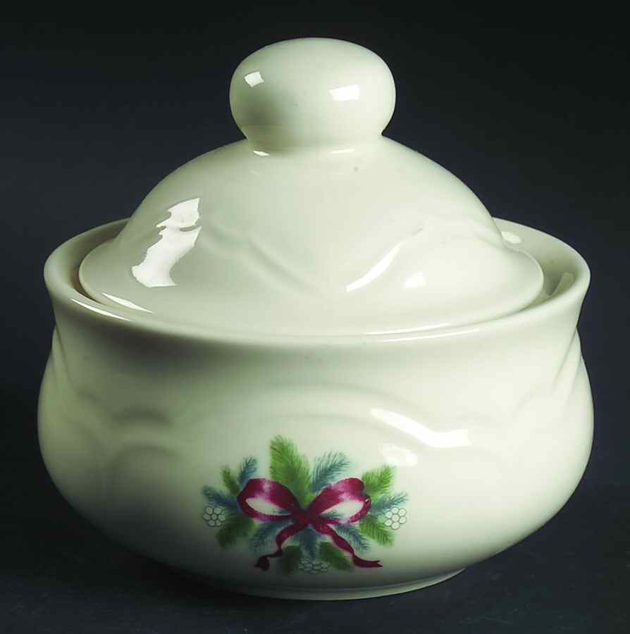 Red Ribbons Sugar Bowl & Lid by Pfaltzgraff-1