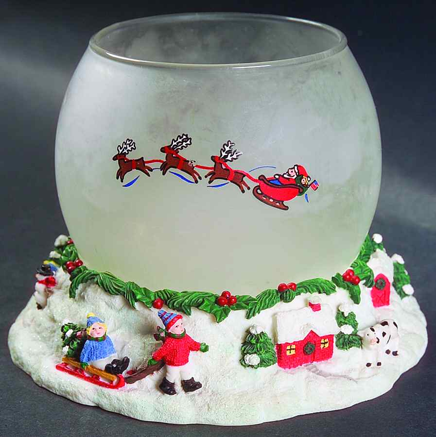 Snow Village 2 Piece Sculptured Tea Light Globe by Pfaltzgraff-1