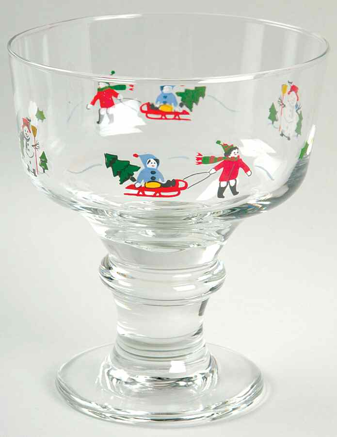 Snow Village Glassware Footed Dessert by Pfaltzgraff-1