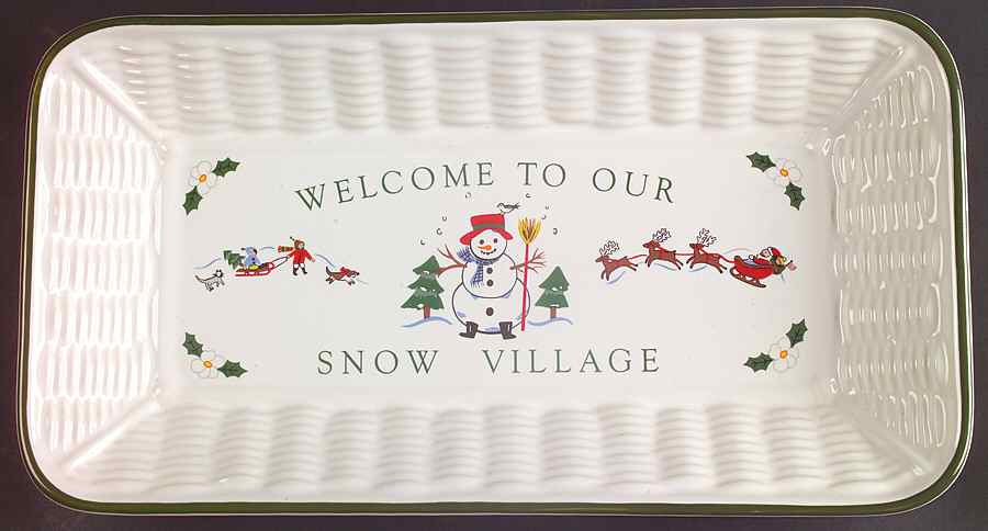 Snow Village Sculpted "Welcome" Bread Tray by Pfaltzgraff-1