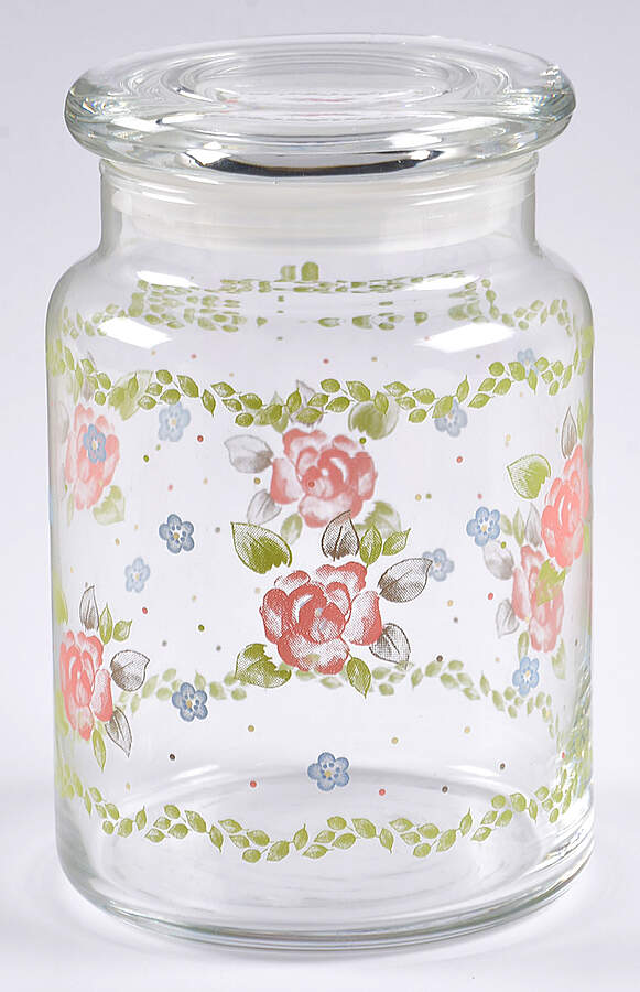 Tea Rose 6" Glassware Storage Jar & Lid by Pfaltzgraff-1