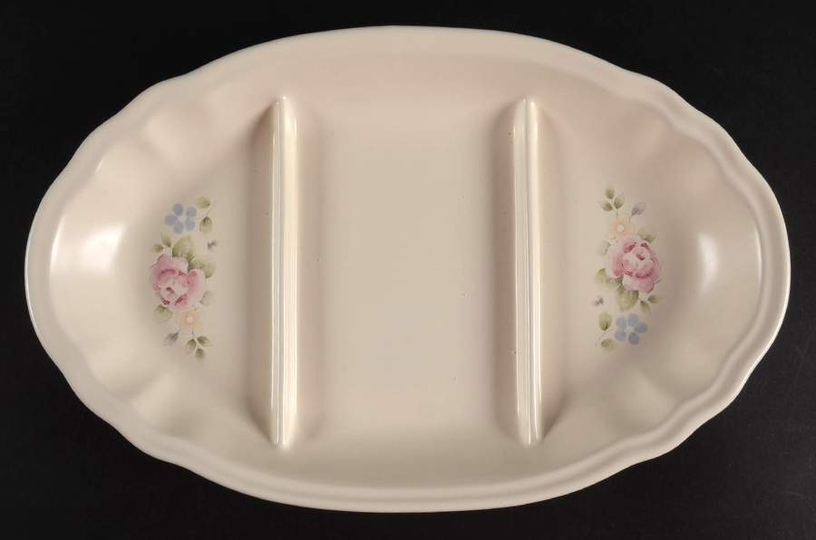 Tea Rose 3 Part Divided Snack Plate by Pfaltzgraff-1