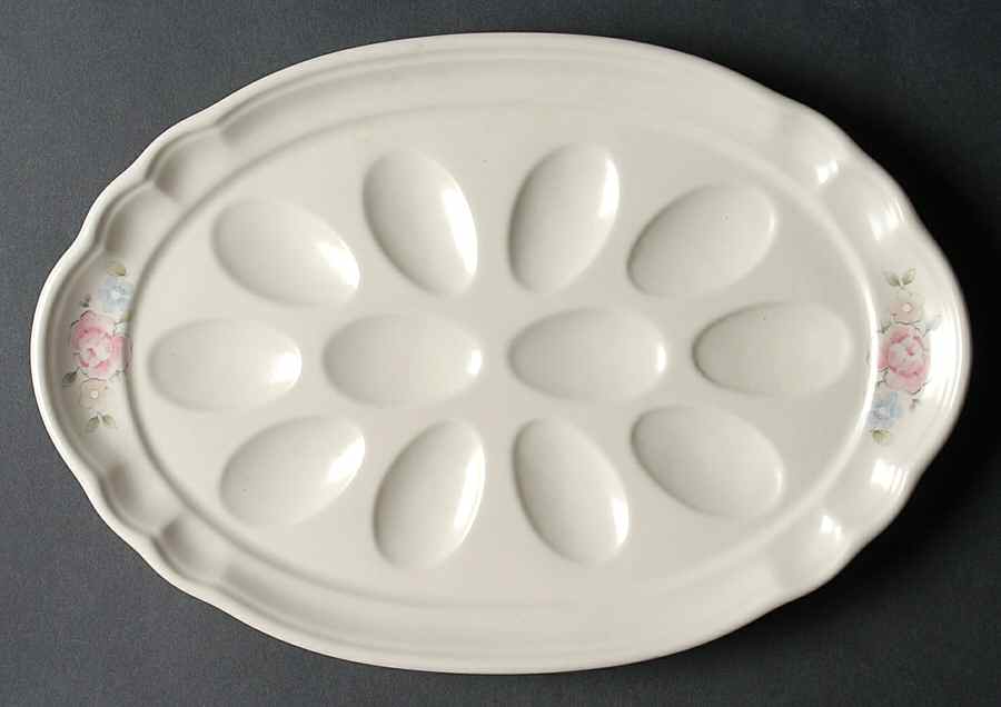 Tea Rose Fluted Deviled Egg Plate by Pfaltzgraff-1