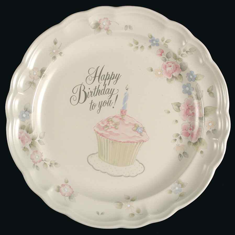 Tea Rose "Happy Birthday" Dinner Plate by Pfaltzgraff-1