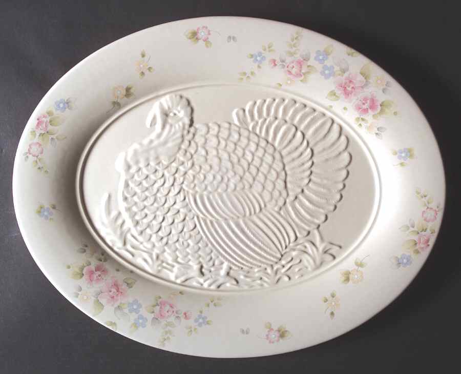 Tea Rose 18" Oval Turkey Serving Platter by Pfaltzgraff-1