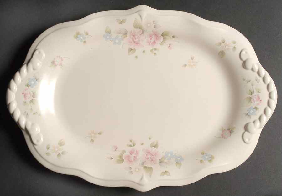 Tea Rose 16" Sculpted Oval Serving Platter by Pfaltzgraff-1