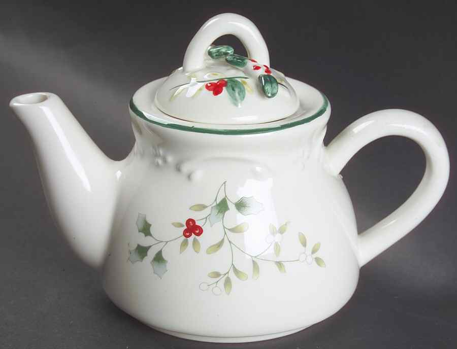 Winterberry Sculpted Teapot for Individual Teapot & Lid w/Cup by Pfaltzgraff-1