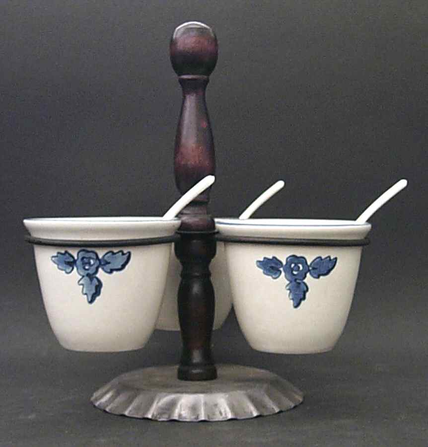 Yorktowne Jam/Relish Server & Metal/Wood Stand by Pfaltzgraff-1
